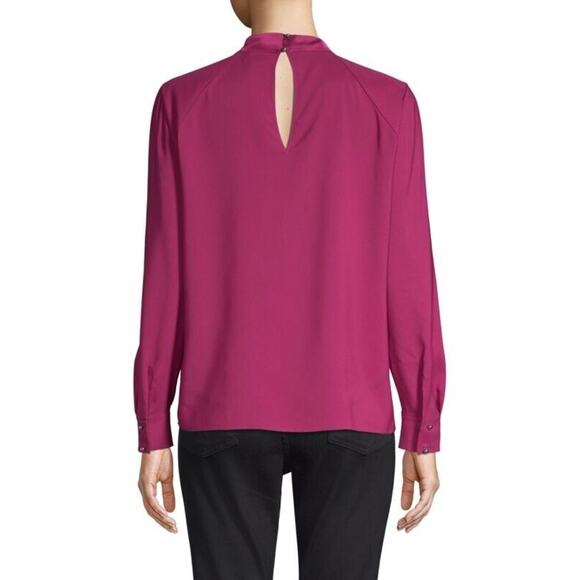 NWT PARKER Ciani Cascading Ruffle L/S Blouse Keyhole in Deep Plum - Picture 7 of 15